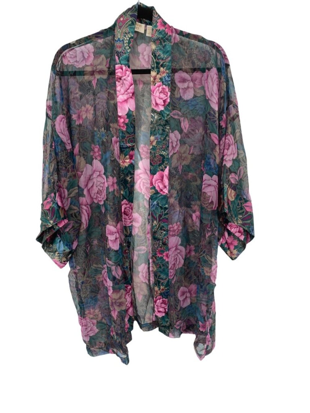 Vintage Victoria's Secret Kimono Robe Gold Label Floral Sheer OS NO BELT